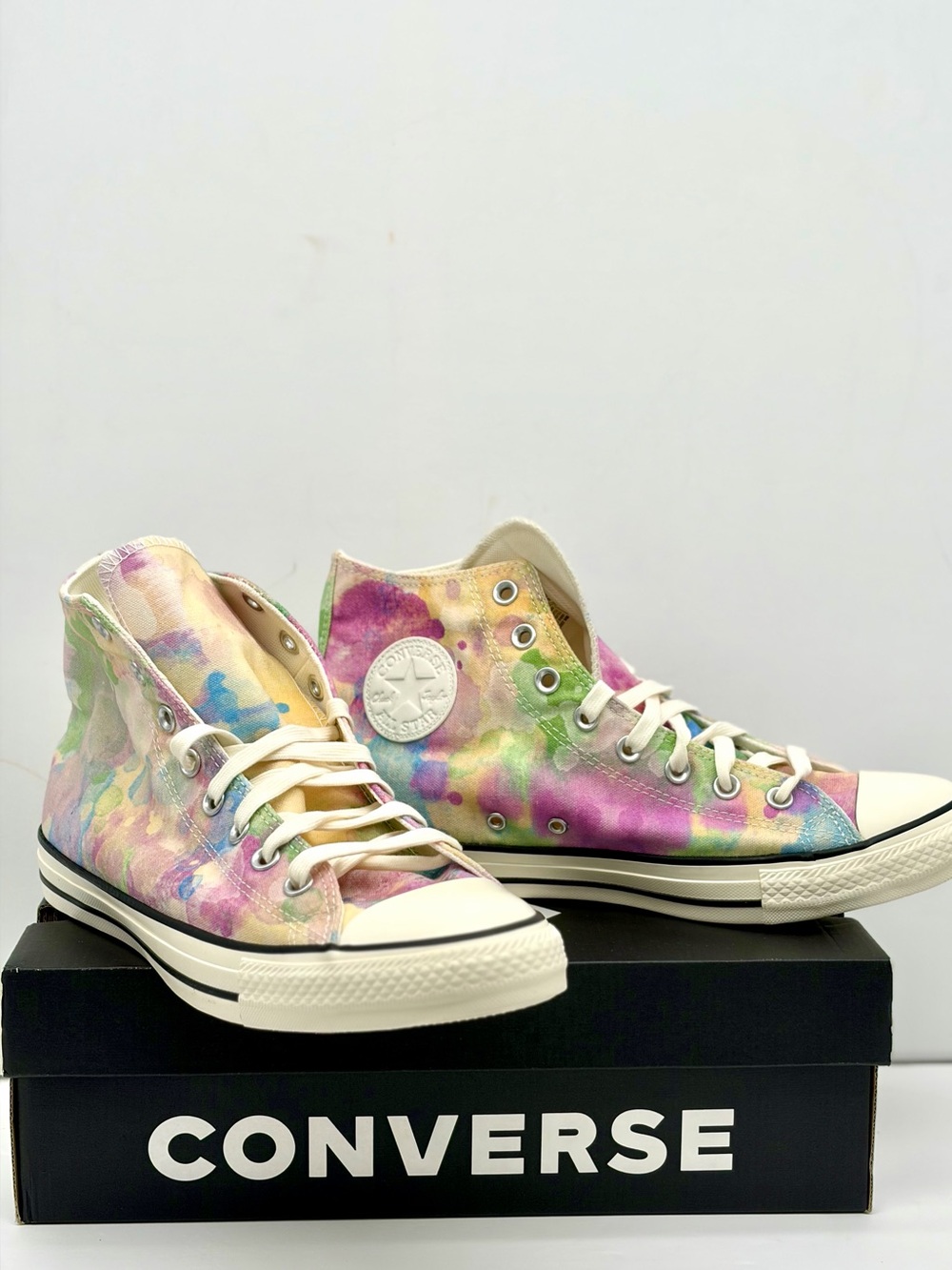 Converse High Top Sneakers - Pastel Multicolor Tie-Dye Man’s 10 - Picture 2 of 11